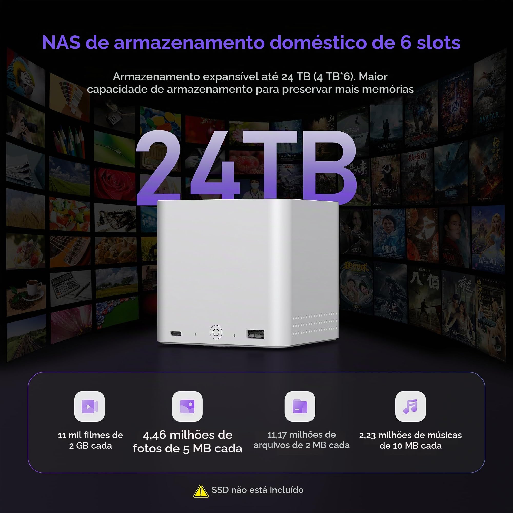 Beelink Me Mini, Mini PC NAS, CPU Intel N150, 12GB LPDDR5, 64GB